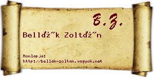 Bellák Zoltán névjegykártya